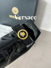 Versace patent leather open-toe boots in black 10cm - 4