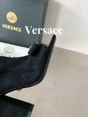 Versace velvet leather open-toe boots in black 10cm - 6