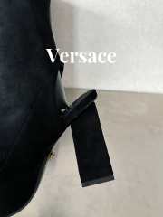 Versace velvet leather open-toe boots in black 10cm - 5