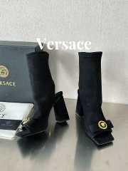 Versace velvet leather open-toe boots in black 10cm - 2