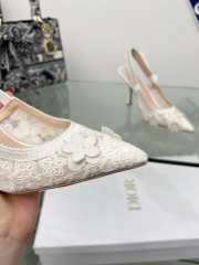 J'adior Slingback Pump Transparent Mesh Embroidered with White 3D Macramé-Effect D-Lace Motif 10cm - 4