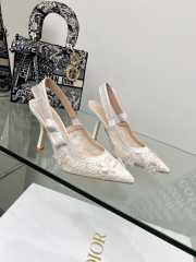 J'adior Slingback Pump Transparent Mesh Embroidered with White 3D Macramé-Effect D-Lace Motif 10cm - 5