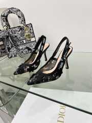 J'adior Slingback Pump Transparent Mesh Embroidered with Black 3D Macramé-Effect D-Lace Motif 10cm - 1