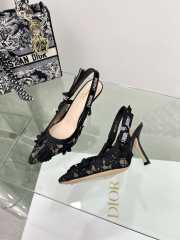 J'adior Slingback Pump Transparent Mesh Embroidered with Black 3D Macramé-Effect D-Lace Motif 10cm - 2