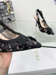 J'adior Slingback Pump Transparent Mesh Embroidered with Black 3D Macramé-Effect D-Lace Motif 10cm - 3