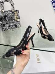 J'adior Slingback Pump Transparent Mesh Embroidered with Black 3D Macramé-Effect D-Lace Motif 10cm - 4