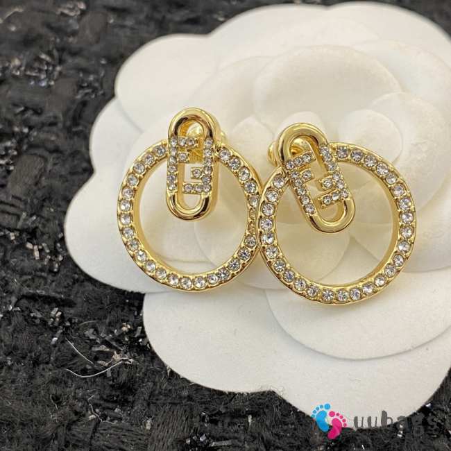 Fendi earrings gold diamond - 1