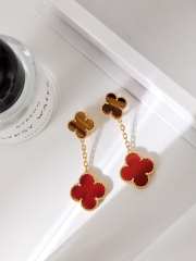 Van Cleef & Arpels Magic Alhambra Tiger Eye Carnelian Earrings 18K - 1