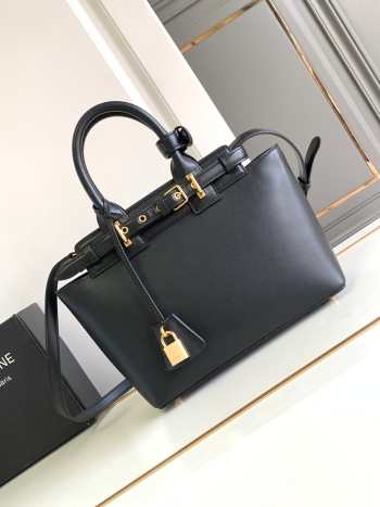 Celine Teen Conti Bag In Natural Calfskin Black 26x21x11cm