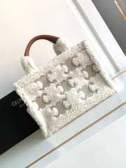 Celine Cabas Thais In Shearling With Triomphe Embroideries Natural /Tan 25.5x18.5x12cm - 1