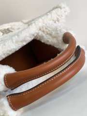 Celine Cabas Thais In Shearling With Triomphe Embroideries Natural /Tan 25.5x18.5x12cm - 6