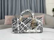 Dior Lady D-Joy Bag White and Black Plan de Paris Printed Calfskin 26x13.5x5cm - 1