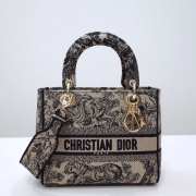 Dior Mini Lady D-Lite Bag Beige and Black Toile de Jouy Reverse Embroidery 24x20x11cm - 1