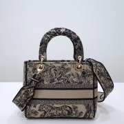 Dior Mini Lady D-Lite Bag Beige and Black Toile de Jouy Reverse Embroidery 24x20x11cm - 3