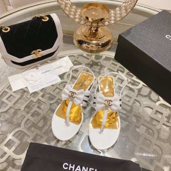 Chanel summer bow sandals in white