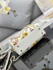 Lady Dior Bag White Calfskin Embroidered with Multicolor Small Flowers 20x17x8cm - 4