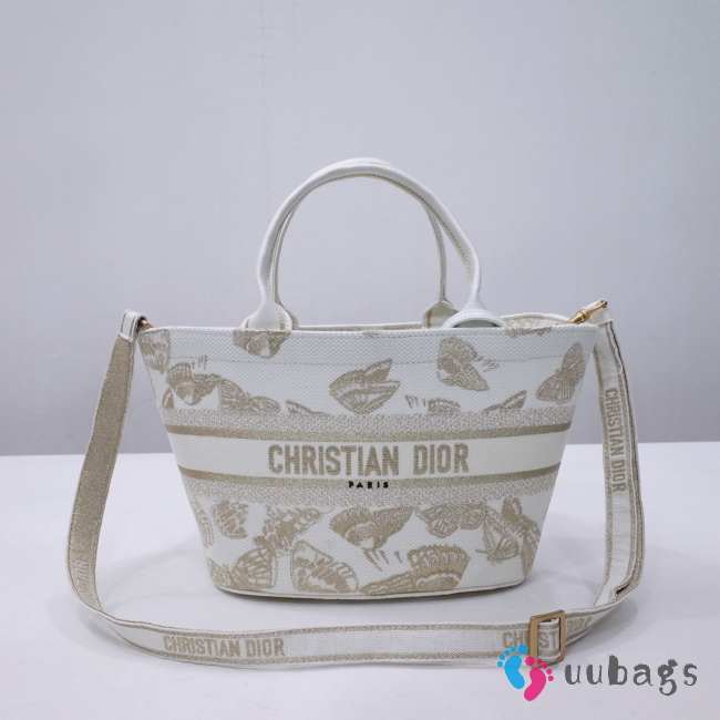 Dior Chapeau Basket Bag Gradient butterflies embroidery in white and gold 27x20x8cm - 1