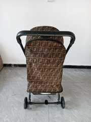 Fendi Logo Stroller Stroller with all-over FF logo with sheepskin handle - 4