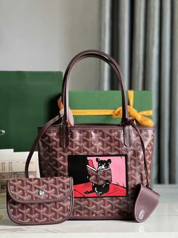 Goyard Anjou mini tote bag in burgundy 20x20x10cm