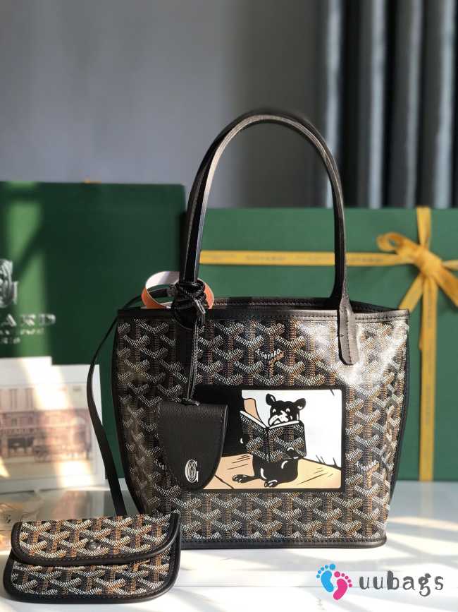 Goyard Anjou mini tote bag in black & tan 20x20x10cm - 1