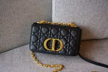 Dior Small Caro Bag Black Supple Cannage Calfskin 20x12x7cm