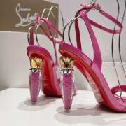 Christian Loubutin Lipgloss Queen 100 Patent-Leather Heeled Sandals In Pink - 6