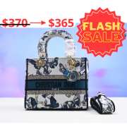 Dior Lady D-Lite Bag Gold-Tone and Blue Butterfly Zodiac Embroidery 24x20x11cm - 1