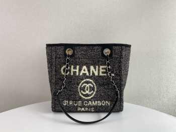 Chanel Deauville S2021 Small Tote Bag In Black 26x7x27cm