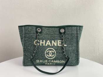 Chanel Deauville S2021 Tote Bag In Green 34x28x14.5cm