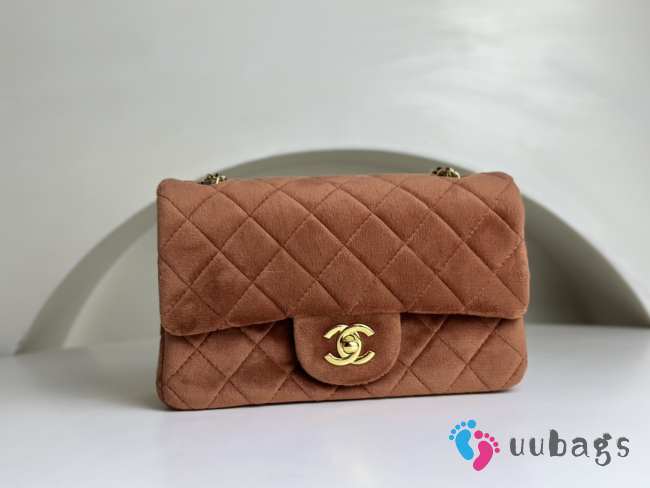 Chanel Brown Suede Double Flap Bag 20x12x6cm - 1