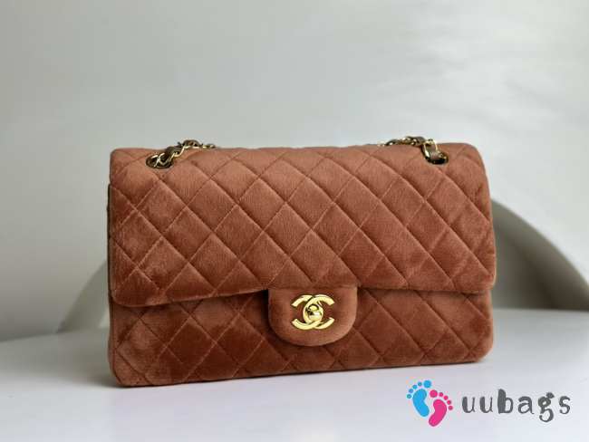 Chanel Brown Suede Double Flap Bag 25.5x15.5x5.5cm - 1