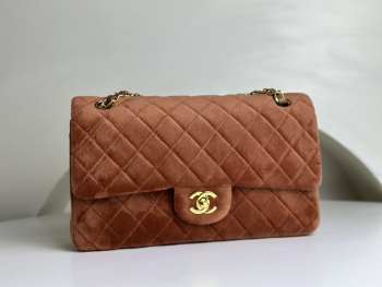 Chanel Brown Suede Double Flap Bag 25.5x15.5x5.5cm