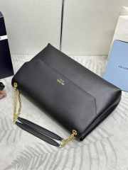 Prada 1BD368 large leather shoulder bag in black 23x38x11cm - 3