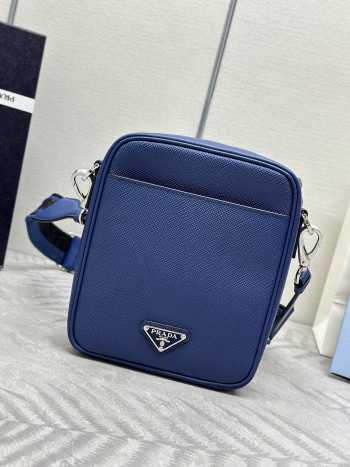 Prada 2VH154 Saffiano shoulder bag in blue 19x16x5cm