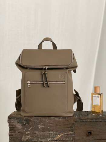 Loewe Leather Goya Slim Backpack In Taupe 38x28x10.5cm