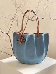 Loewe Small Shell Tote Bag in Denim and Calfskin 28x27x12cm - 1