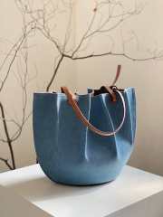 Loewe Small Shell Tote Bag in Denim and Calfskin 28x27x12cm - 2