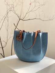 Loewe Small Shell Tote Bag in Denim and Calfskin 28x27x12cm - 5