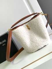 Celine Small Bucket 16 Bag In Shearling Natural / Tan 16x18x16cm  - 1