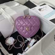 Chanel Love Heart Bag In Purple 16.5x18x6.5cm - 1