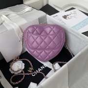 Chanel Love Heart Bag In Purple 16.5x18x6.5cm - 6