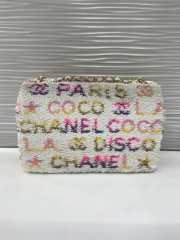 Chanel Small Foldable Bag Sequins & Gold-Tone Metal White, Yellow, Pink & Blue - 5