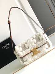 Celine Bag Claude In Shearling With Triomphe Embroideries Natural /Tan - 1