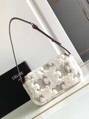 Celine Bag Claude In Shearling With Triomphe Embroideries Natural /Tan - 3