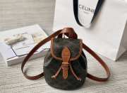 Celine Mini Backpack Folco In Triomphe Canvas And Calfskin Tan 18.5x20x10cm - 1