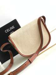 Celine Folco Cuir Triomphe In Textile And Calfskin Natural /Tan Bag 18.5x15x7cm - 4