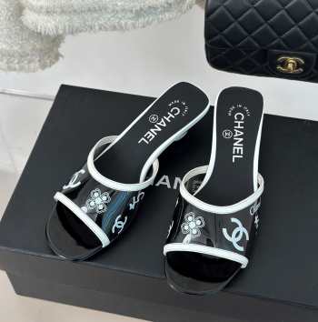 Chanel PVC Slides In Black 3cm