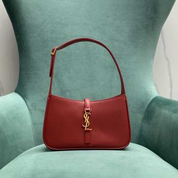 YSL Le 5 À 7 Hobo In Shiny Leather Bag In Red 24.5x6x15cm