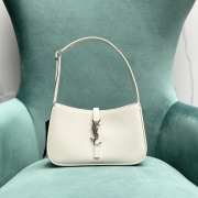 YSL Le 5 À 7 Hobo In Shiny Leather Bag In White 24.5x6x15cm - 1