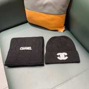 Chanel set wool hat & scarf in black  - 6